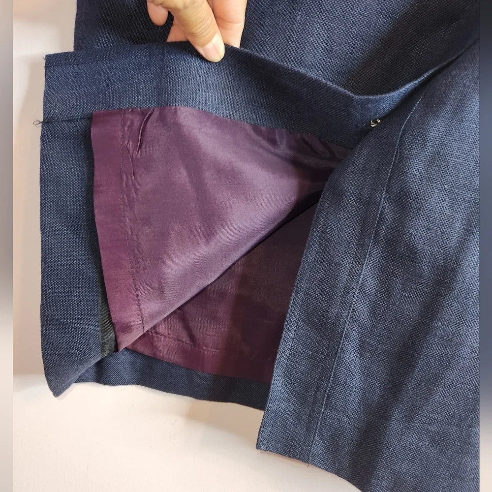 VTG KELLY GRAHAM 100% Linen Navy Blue Dress, size 6 - Picture 8 of 13